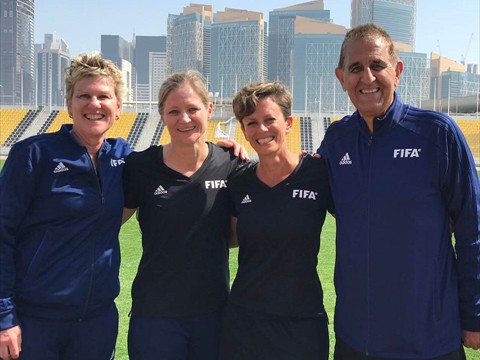 USA Instructors, including WA’s Sandy Hunt for the 2019 Women’s World Cup at a training session in Qatar.